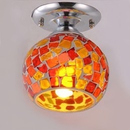 Plafoniera a filo stile country in metallo elettroplaccato e vetro, 1 lampadina E26/E27