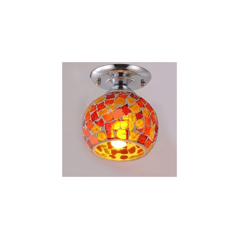 Plafoniera a filo stile country in metallo elettroplaccato e vetro, 1 lampadina E26/E27