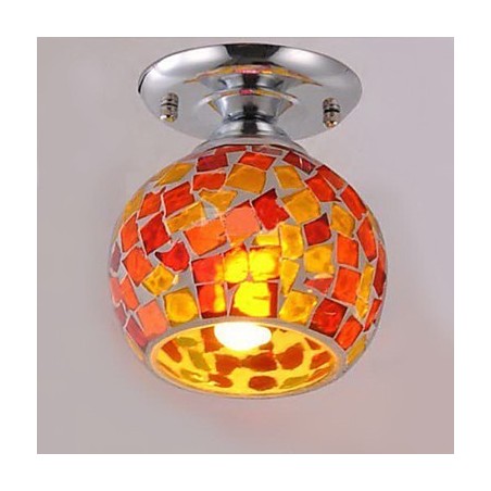 Plafoniera a filo stile country in metallo elettroplaccato e vetro, 1 lampadina E26/E27