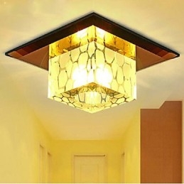 Plafoniera a filo in cristallo 3W quadrata con lampadine LED incluse
