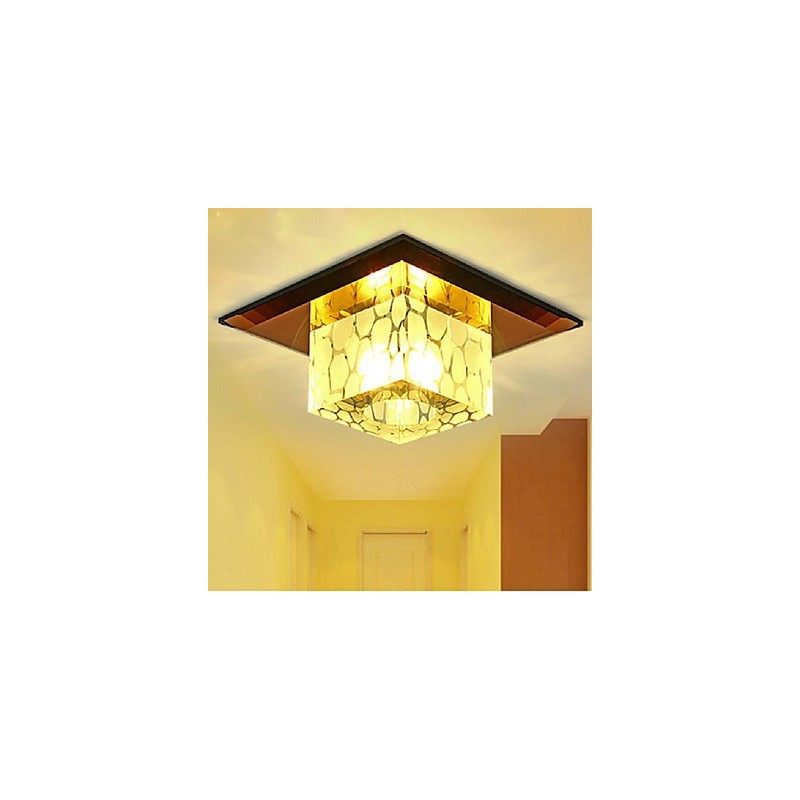 Plafoniera a filo in cristallo 3W quadrata con lampadine LED incluse