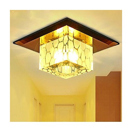 Plafoniera a filo in cristallo 3W quadrata con lampadine LED incluse