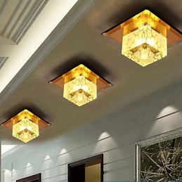 Plafoniera a filo in cristallo 3W quadrata con lampadine LED incluse