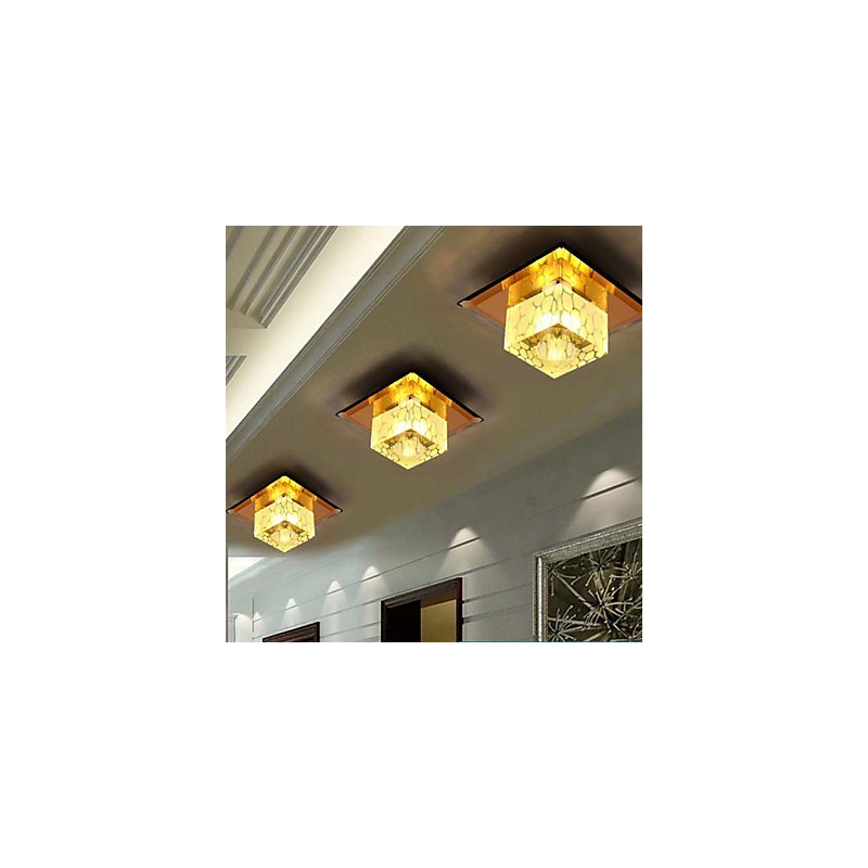 Plafoniera a filo in cristallo 3W quadrata con lampadine LED incluse