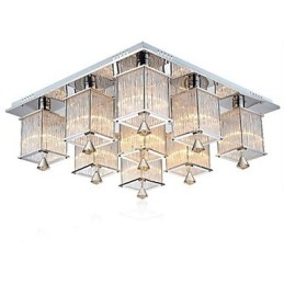 Plafoniera a filo moderna in cristallo e metallo cromato 65 cm