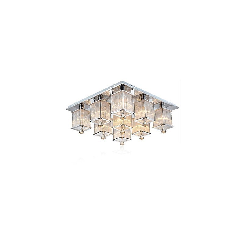 Plafoniera a filo moderna in cristallo e metallo cromato 65 cm