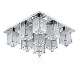 Plafoniera a filo moderna in cristallo e metallo cromato 65 cm