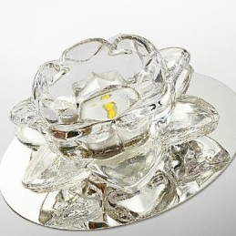 Plafoniera a filo moderna contemporanea in cristallo e metallo argentato, 12 cm