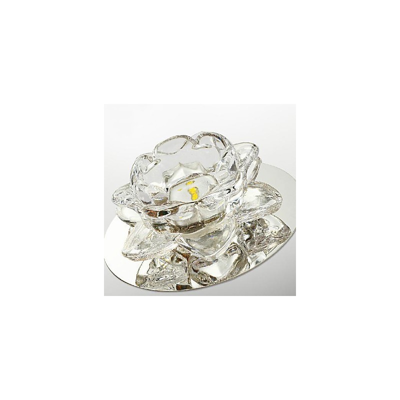 Plafoniera a filo moderna contemporanea in cristallo e metallo argentato, 12 cm