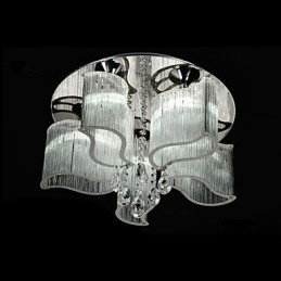 Plafoniera a filo moderna contemporanea in metallo cromato LED integrato