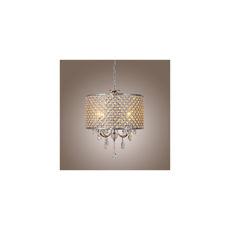 Lampadario moderno a tamburo in cristallo a 4 luci