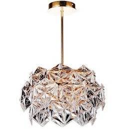 Lampadario a filo moderno contemporaneo in cristallo trasparente, finitura oro, 1 lampadina G9