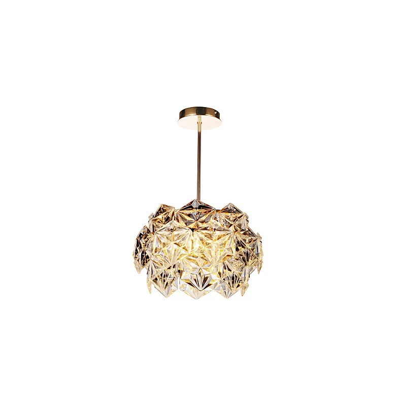 Lampadario a filo moderno contemporaneo in cristallo trasparente, finitura oro, 1 lampadina G9