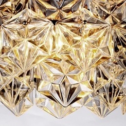 Lampadario a filo moderno contemporaneo in cristallo trasparente, finitura oro, 1 lampadina G9