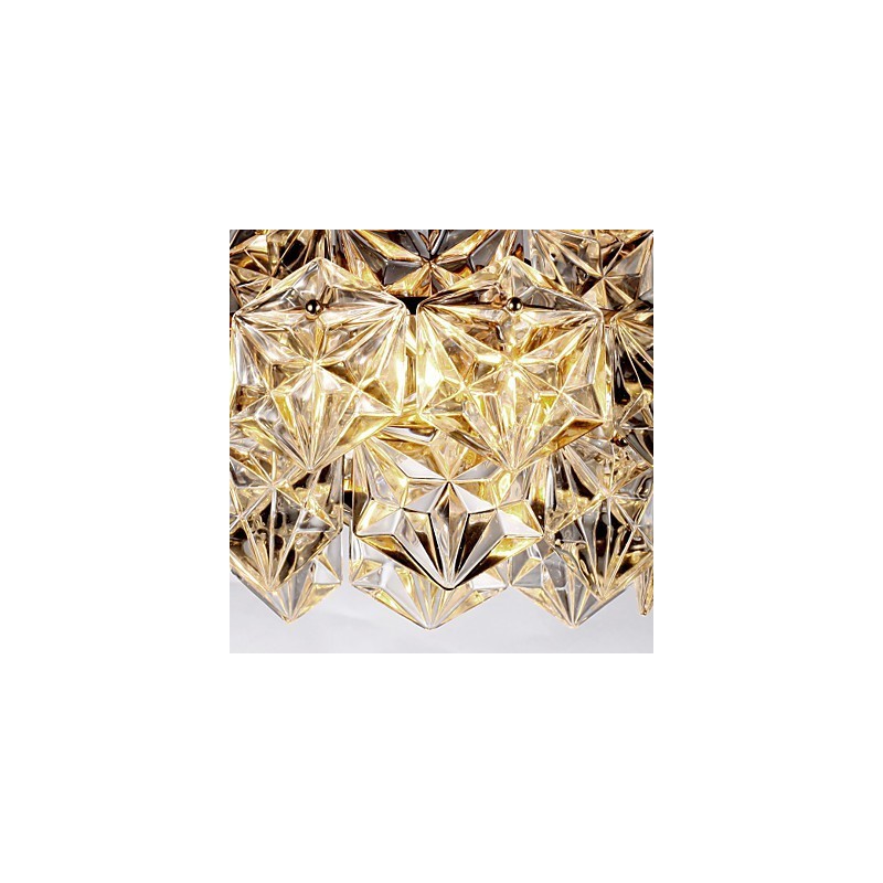 Lampadario a filo moderno contemporaneo in cristallo trasparente, finitura oro, 1 lampadina G9