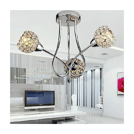 Lampadario a filo moderno a 3 luci in cristallo argento