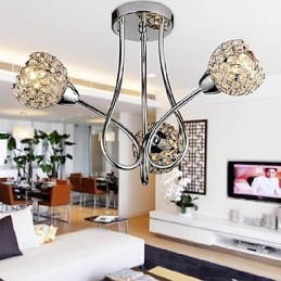 Lampadario a filo moderno a 3 luci in cristallo argento
