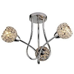 Lampadario a filo moderno a 3 luci in cristallo argento