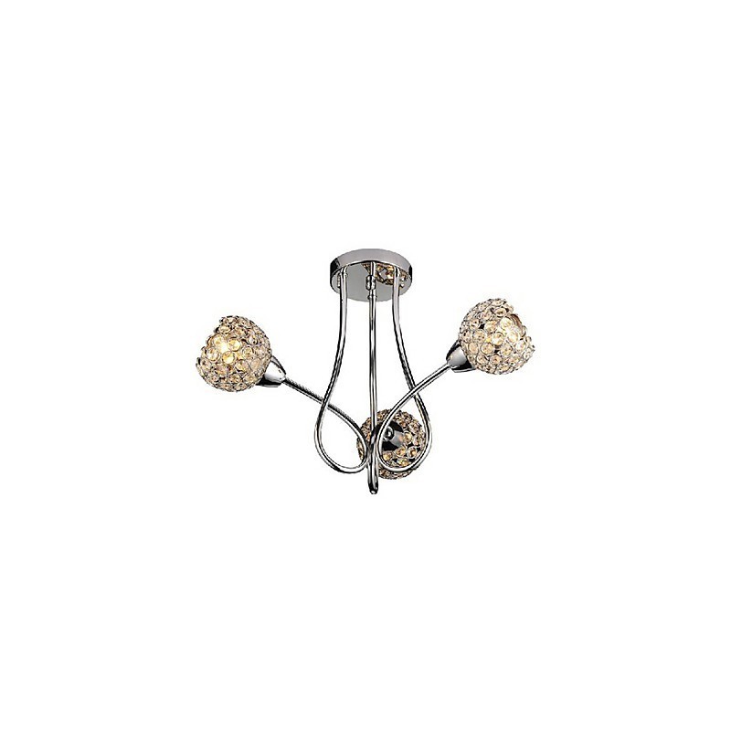 Lampadario a filo moderno a 3 luci in cristallo argento