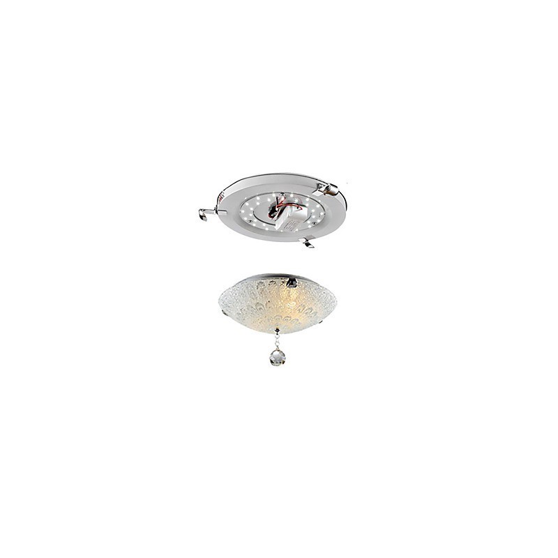 Plafoniera a filo moderna contemporanea in cristallo nichel LED integrato 10 W 40 cm