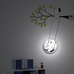 Lampada da parete in carta da parati 3D creativa e leggera in plastica resistente alle alte temperature Little Bear