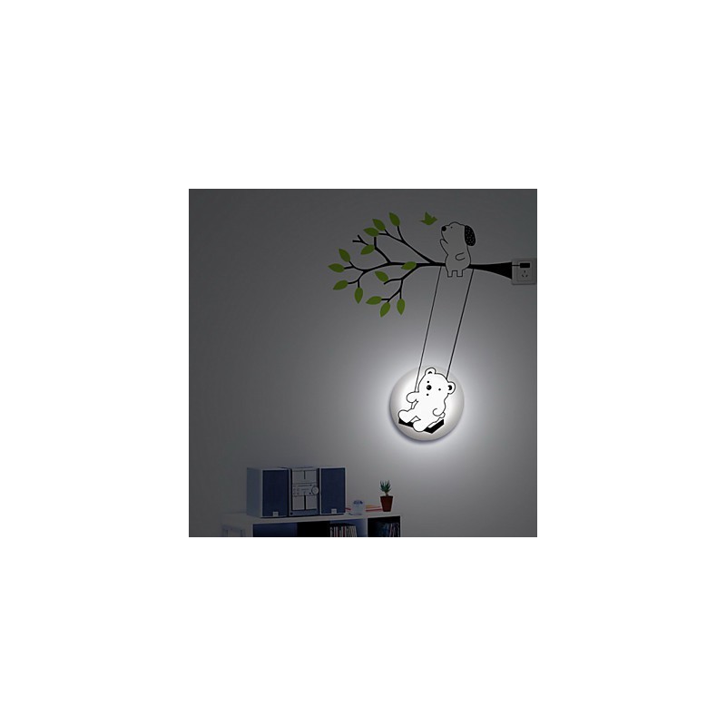 Lampada da parete in carta da parati 3D creativa e leggera in plastica resistente alle alte temperature Little Bear