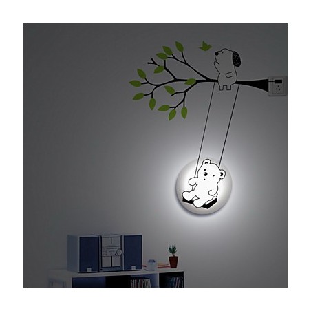 Lampada da parete in carta da parati 3D creativa e leggera in plastica resistente alle alte temperature Little Bear