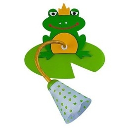 Applique da parete per bambini in legno a forma di rana multicolore 1 luce