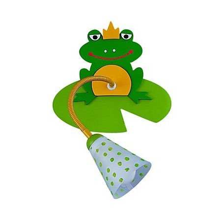 Applique da parete per bambini in legno a forma di rana multicolore 1 luce