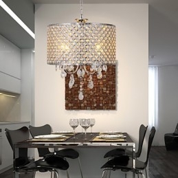 Lampadario moderno a tamburo in cristallo a 4 luci