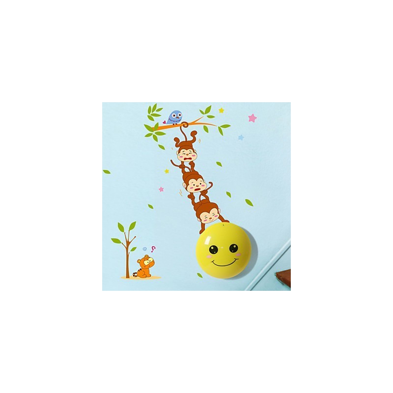 Lampada da parete LED scimmie con lampadina inclusa, luce ambientale, 35 x 21,5 cm