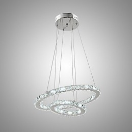 Lampada a sospensione LED integrato in cristallo trasparente argento 2 livelli