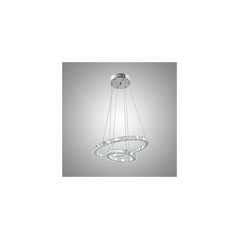 Lampada a sospensione LED integrato in cristallo trasparente argento 2 livelli
