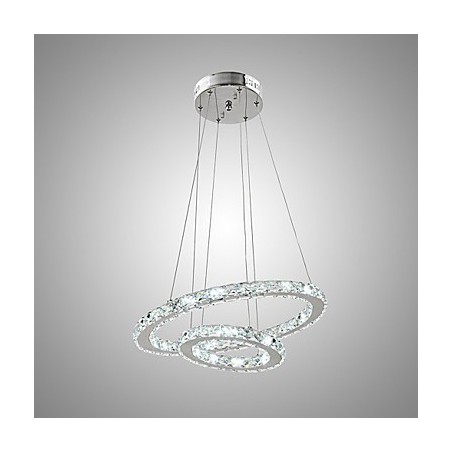 Lampada a sospensione LED integrato in cristallo trasparente argento 2 livelli