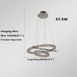 Lampada a sospensione LED integrato in cristallo trasparente argento 2 livelli