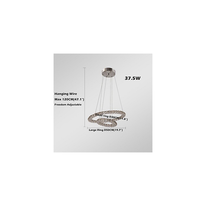 Lampada a sospensione LED integrato in cristallo trasparente argento 2 livelli