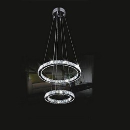 Lampada a sospensione LED integrato in cristallo trasparente argento 2 livelli