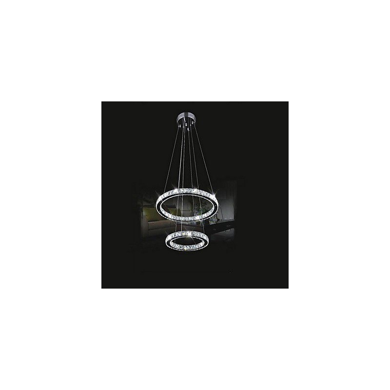 Lampada a sospensione LED integrato in cristallo trasparente argento 2 livelli