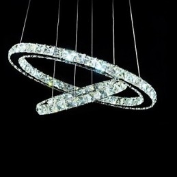 Lampada a sospensione LED integrato in cristallo trasparente argento 2 livelli