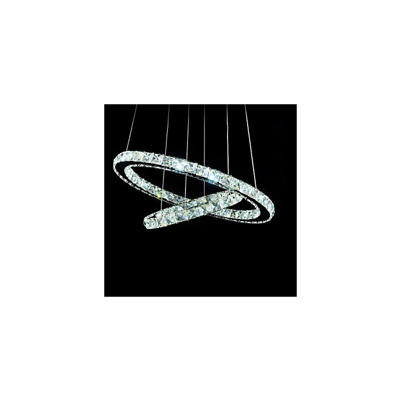 Lampada a sospensione LED integrato in cristallo trasparente argento 2 livelli