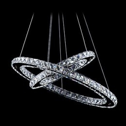 Lampada a sospensione LED integrato in cristallo trasparente argento 2 livelli