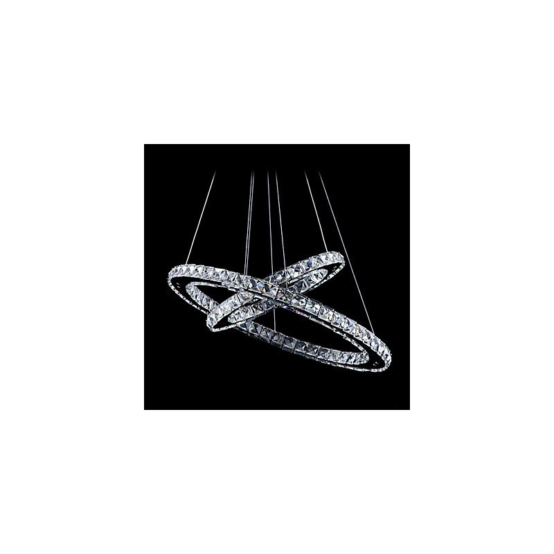Lampada a sospensione LED integrato in cristallo trasparente argento 2 livelli