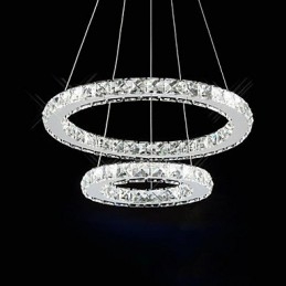 Lampada a sospensione LED integrato in cristallo trasparente argento 2 livelli