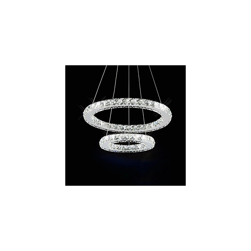 Lampada a sospensione LED integrato in cristallo trasparente argento 2 livelli