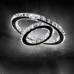 Lampada a sospensione LED integrato in cristallo trasparente argento 2 livelli