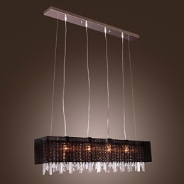 Lampada a sospensione moderna contemporanea in cristallo, metallo argentato, paralume nero