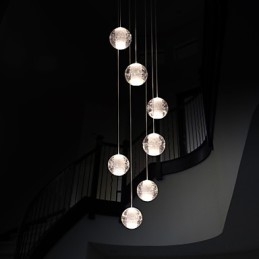 Lampada a sospensione moderna G4 7 luci cromata in cristallo per scale