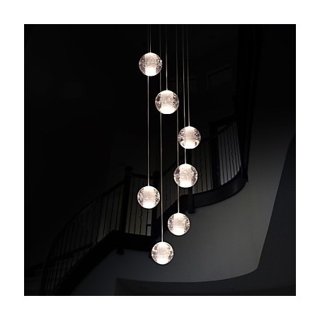 Lampada a sospensione moderna G4 7 luci cromata in cristallo per scale