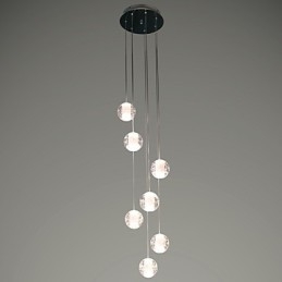 Lampada a sospensione moderna G4 7 luci cromata in cristallo per scale