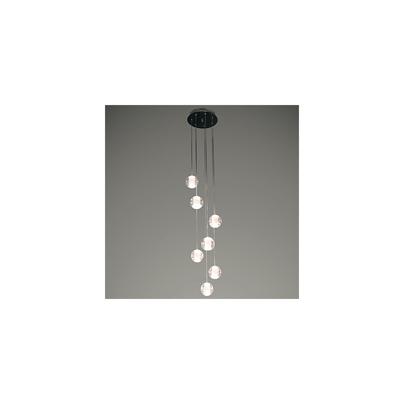 Lampada a sospensione moderna G4 7 luci cromata in cristallo per scale